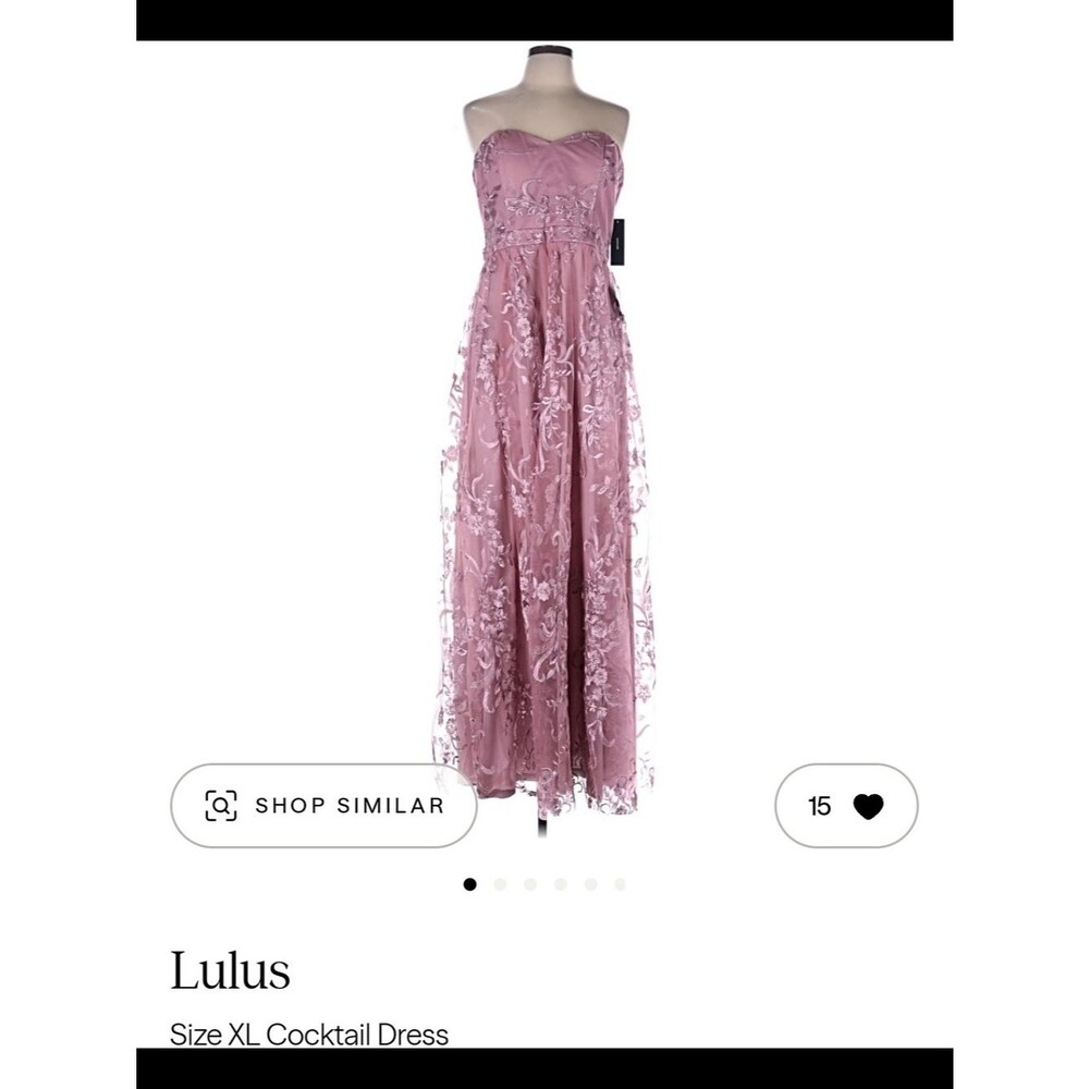 Lulu's Strapless Dusty Rose Lace Overlay Gown